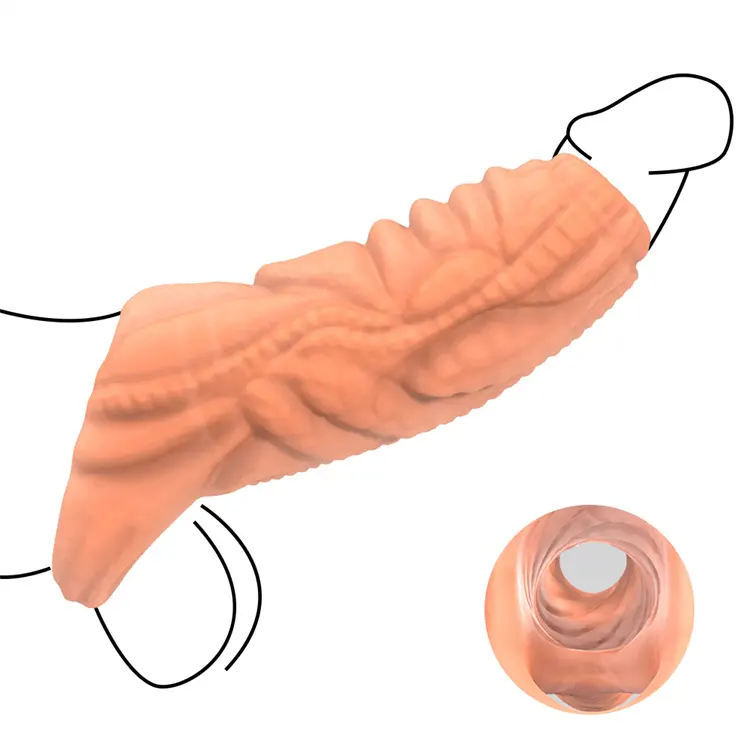 Ingrandimento del manicotto del pene preservativo del drago riutilizzabile preservativo speciale in Silicone sesso a lungo termine per gli uomini