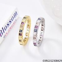 Bloesem Cs Sieraden Hot Sale Zilver 925 Regenboog Kleurrijke Zirkonia Gouden Mode Ringen Vrouwen-Voor Bruiloften Rhodium Setting