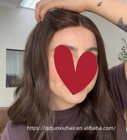 Perruque brésilienne en gros, brun moyen, nœuds blanchis, ligne de cheveux et cuir chevelu naturels, dentelle HD, sans colle, ajoute du volume, pour patients en chimiothérapie