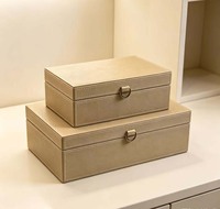 Boîtes de rangement en similicuir avec couvercles, boîtes décoratives imbriquées pour table basse, étagère et décoration de salon, support pour télécommande