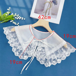 LHY zarif ayrılabilir dantel yaka gelinlik bluz işlemeli toptan için özel Vintage beyaz şal yaka - Product Image 3