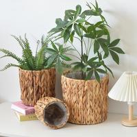 Lot de 3 housses de pot en jacinthe d'eau tressées à la main, imperméables, style rustique pour jardin et fleurs