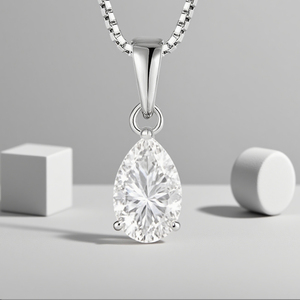 925 đồ trang sức bạc moissanite của phụ nữ thời trang và sang trọng chất lượng cao trắng 7*10mm hình Quả lê moissanite Mặt dây chuyền - Product Image 4