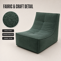 Canapé paresseux moderne en tissu chenille avec rembourrage en éponge compressée pour salon, chambre et appartement