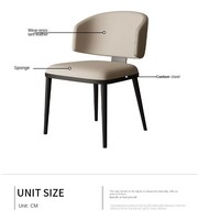 Chaise de salle à manger de style nouveau, luxe, avec cadre en acier inoxydable doré, coussin en PU, dossier, chaise de loisirs empilable pour salon