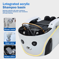 Fauteuil de massage électrique pour shampoing, design Panda créatif, luxe noir et blanc, avec circulation d'eau, pour salon de coiffure