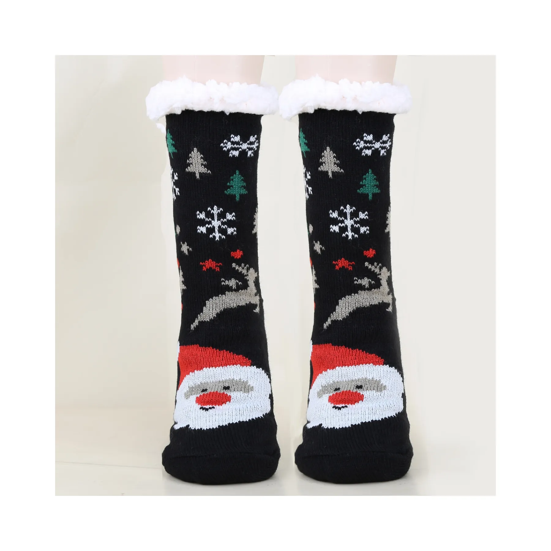 Calcetines cálidos de invierno peludos Calcetines antideslizantes de invierno de Navidad Súper suaves para mujer personalizados