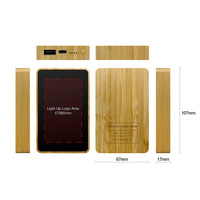 Banque d'alimentation en bambou avec logo LED personnalisé, 5000 mAh, écologique, portable, chargeur USB 10 W