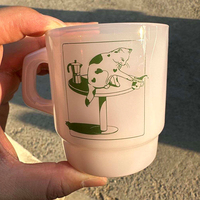 Koreanische Grüne Buchstaben-Jade Hochborosilikat-Kaffeetasse Glasbecher mit Henkel