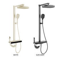 Ensemble de douche de bain cascade LED en laiton blanc moderne Affichage numérique de la température Douches de pluie Modèles de pulvérisation à jet doux pour hôtels