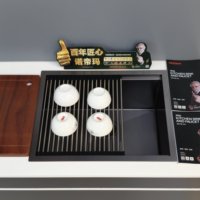 Wastafel Dapur Baja Tahan Karat 304 Buatan Tangan Warna Hitam PVD 23x19 inci, Anti Sidik Jari, Ukuran Kustom, Pemasangan Bawah Meja