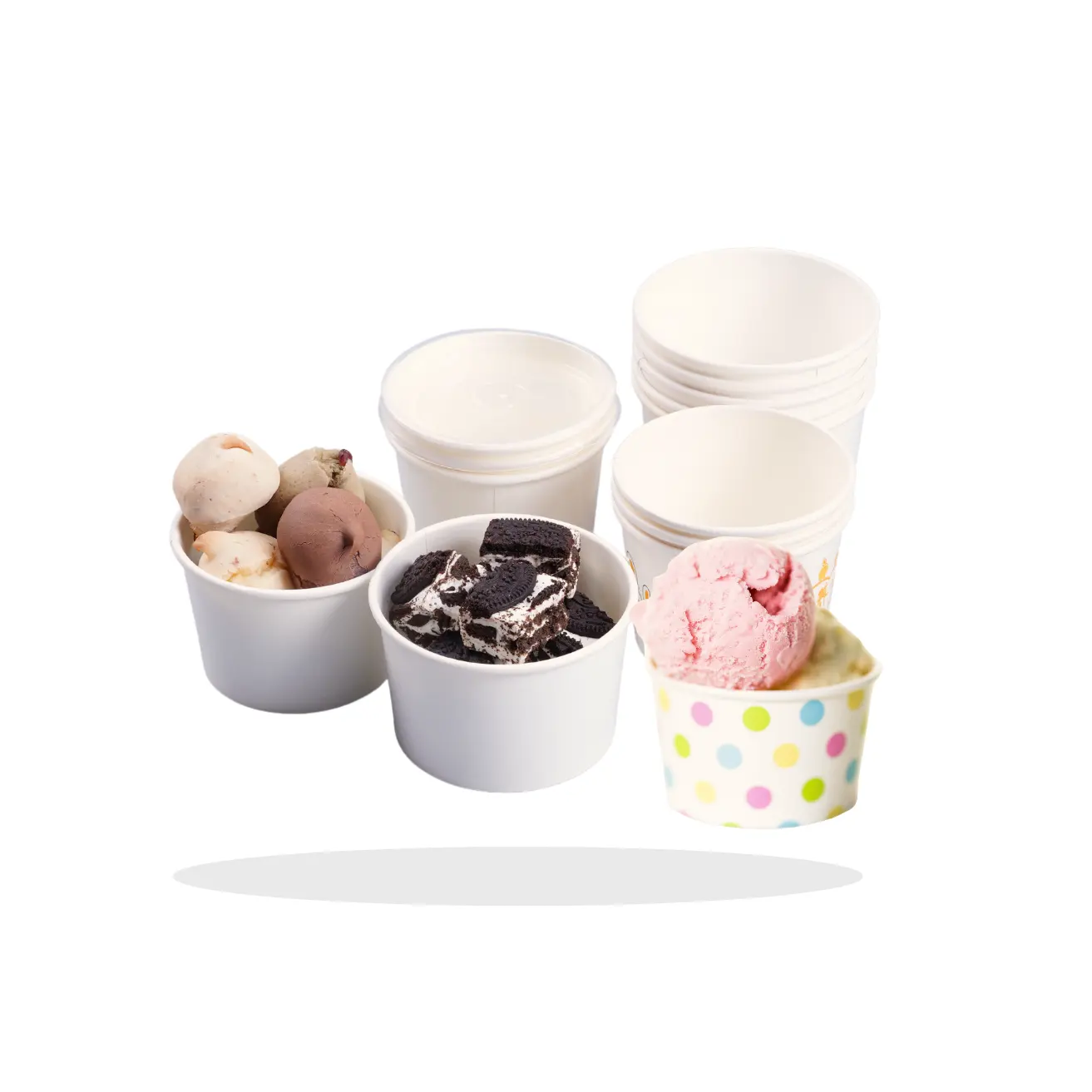 Manufacturer Supply paper bowl with lid disposable kraft paper packaging salad bowl/ice cream cup with clear flat/dome lid