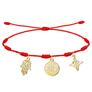 Bracciale da 7 nodi con nodo da strega e Tetragrammaton oro inox portafortuna protezione amuleto - Product Image 1