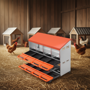 Nichoirs à œufs en métal à 2 niveaux, 8 compartiments, couvercles à roulement pour poules, hens et volailles - Product Image 2