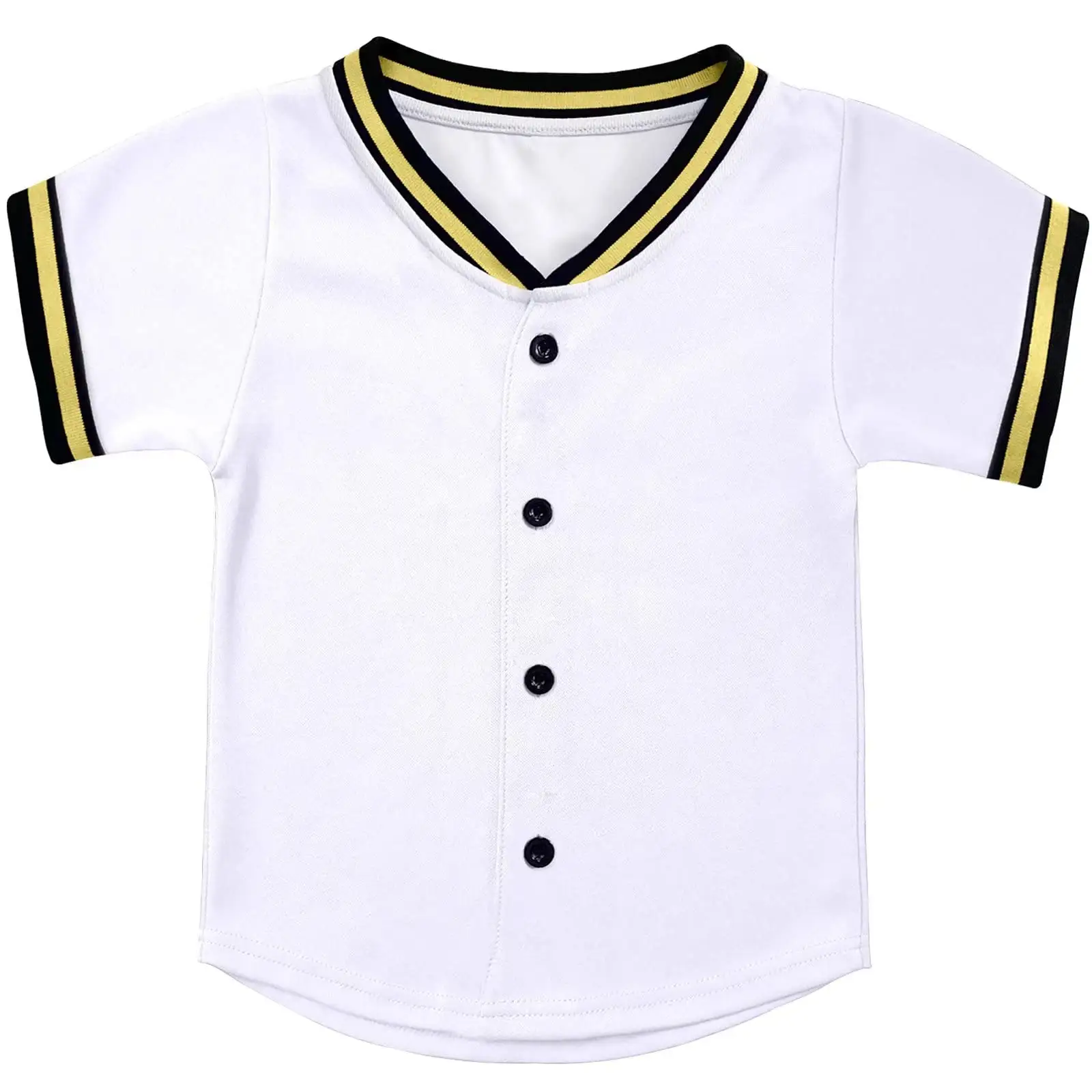 Çocuklar beyzbol forması düğme erkek T-Shirt Trendy Hip Hop kızlar siyah ve beyaz kısa kollu Tshirt