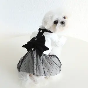 Ropa de lujo para parejas de mascotas, vestido de fiesta de moda de encaje, camiseta para cachorro, falda para perros, diseño Vintage