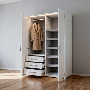 Armadio a Battente Estensibile Personalizzato con Finitura Lucida, Design Moderno per Camera da Letto e Sala da Pranzo - Product Image 2