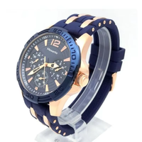 Montre chronographe à quartz pour hommes, trois sous-cadrans, bracelet en silicone bicolore, grands chiffres, montre-bracelet sport décontractée, multicolore