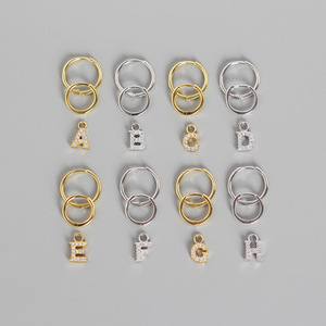 <span class=keywords><strong>Boucles</strong></span> <span class=keywords><strong>d</strong></span>'<span class=keywords><strong>oreilles</strong></span> tendance en <span class=keywords><strong>argent</strong></span> sterling 925, <span class=keywords><strong>boucles</strong></span> <span class=keywords><strong>d</strong></span>'<span class=keywords><strong>oreilles</strong></span> à lettre alphabet (26 lettres) avec petit zircon, plaquées or, pour femmes - Product Image 2