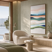 Peintures murales sur toile en acrylique faites à la main, à rayures multicolores abstraites, design unique, décoration intérieure