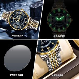Binbond Men's Quartz Watch Stainless Steel Band Waterproof Luminous Calendar Day Display Analog Wristwatch 12mm - Product Image 4