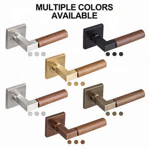 Modern Luxury Wood Grain <b>Door</b> <b>Handle</b> Lever Square Rosette Brushed Satin <b>Internal</b> Room Wooden <b>Door</b> Locksets Hardware - Product Image 2