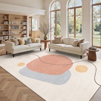 Tapis de chambre à coucher de style français minimaliste, en polyester, luxe léger, haut de gamme, imperméable, anti-poussière, géométrique