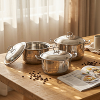 Set Peralatan Dapur Berkualitas Tinggi Kapasitas Besar 24cm 26cm 28cm Set Peralatan Masak Stainless Steel Panci Stok