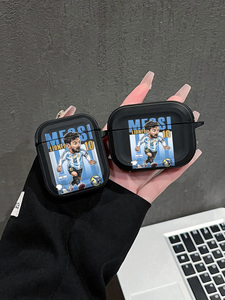 Étui pour <span class=keywords><strong>AirPods</strong></span> avec imprimé d'athlète de football de dessin animé pour <span class=keywords><strong>AirPods</strong></span> 1/2/3/Pro/Pro 2, housse de protection antichoc noire, style sportif noir - Product Image 5