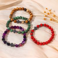 Bracelets de mode en hématite, croix, turquoise, agate noire mate, pierre de lave, œil de tigre, pierres naturelles