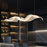 Lustres Led en forme de vague Suspension Lustre de luxe Lustres et suspensions modernes Métal Cristal Acrylique Doré 90