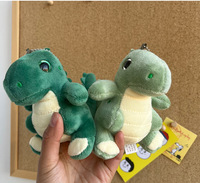 Kawaii Vente à Chaud 11CM Mignon Dinosaure Vert En Peluche Porte-clés En Peluche Dummie Dinosaure Porte-clés Animation Sac À Dos Pendentif