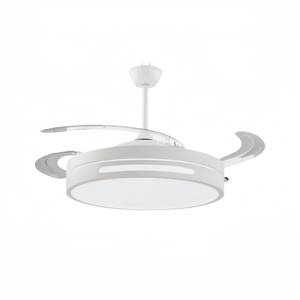 Ventilateur de plafond LED moderne avec moteur DC, 3 pales, télécommande, intensité variable, 6 vitesses, 3000K-6000K, blanc chaud, montage en suspension pour salon - Product Image 1