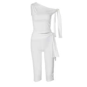 S4516570A Nuovo Set Estivo 2026 da Donna: Top Asimmetrico con Spalle Scoperte e Shorts con Laccetti in Vita - Product Image 6