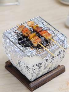 Japanese <b>Korean</b> Ceramic Hibachi <b>BBQ</b> <b>Table</b> Grill Mini Tabletop Cooking - Konro Grills Yakatori Charcoal Grill With Kebabs - Product Image 4