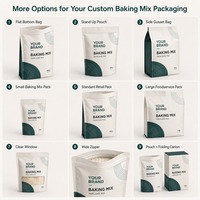 Sachet personnalisé à fond plat avec fermeture éclair pour mélange de poudre à pâtisserie, idéal pour les marques de préparations à crêpes et gâteaux et l'emballage de vente au détail sous marque privée