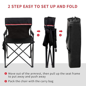 <b>Camping</b> Accessories Outdoor Foldable Fishing Chair Iron Frame Waterproof 600D Oxford Polyester Side <b>Storage</b> Bag Back Pocket - Product Image 5