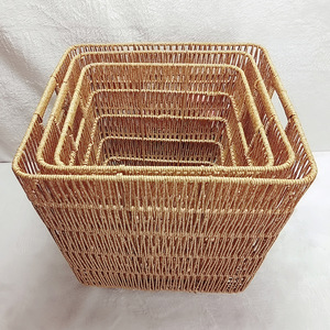 Round Woven Rattan Laundry <b>Basket</b> 20-35L Handmade <b>Storage</b> <b>Basket</b> For Bathroom Hotel Clothes Towel Organizer - Product Image 3