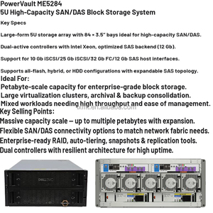 Système de stockage en rack PowerVault ME5 Series Me5284 4U, stockage haute capacité, stockage évolutif, centres de données d'entreprise, <span class=keywords><strong>cloud</strong></span> - Product Image 1