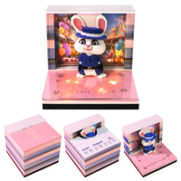 Cube de notes Hero Bunny Officer 2027 : Calendrier créatif en papier découpé au laser, objet de collection de bureau, art papier de dessin animé, DIY