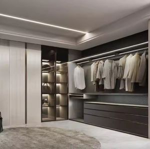 Dressing sur mesure haut de gamme en bois massif avec armoire de rangement multifonctionnelle - Product Image 3