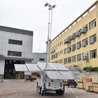 Tour d'éclairage solaire mobile personnalisée sur remorque, système MPPT 48V DC 360 °   Éclairage LED blanc 1200W pour la construction et les sites isolés