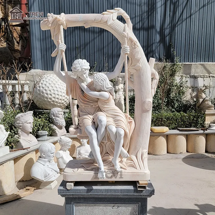تمثال منحوت من الحجارة الكلاسيكية اليونانية كبيرة حار الجنس عارية رجل وامرأة الرخام عارية تمثال