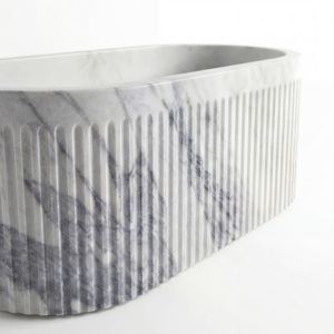 Luxury Custom-made Modern Oval Bathtubs Exclusive Arabescato Normal Marble Freestanding Soaking Bathroom Vila Hotel - Product Image 4