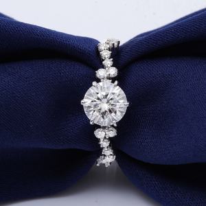 แหวนทองคำแท้ 18K 14K ดีไซน์เนอร์สุดคลาสสิก แหวนเพชรโมอิสซาไนต์ทรงกลม DEF ดีไซน์ไม่ซ้ำใคร เครื่องประดับชั้นดีจากโรงงาน แหวนแต่งงานสำหรับผู้หญิง - Product Image 2