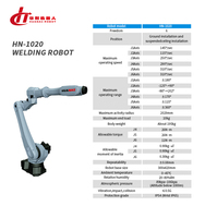 Robot industriel HuaNai HN-1020 à 6 axes, bras robotisé de 195 kg, portée de 2029 mm, charge utile de 10 kg, soudeuse robotisée 6 kW 240 V avec PLC intégré