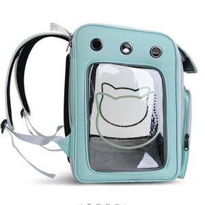 Baolujie Pet <b>Backpack</b> Nylon Breathable <b>Cat</b> Carrier Double Shoulder Large Capacity Travel Bag Color Blocking Design - Product Image 3