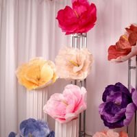 Grande fleur en papier colorée réaliste faite à la main, artificielle et moderne, pour la décoration de mariages, de Noël et de fêtes, sans entretien, géante pour mur.