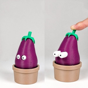 Série de jouets réalistes imprimés en 3D avec des yeux bombés : Carotte, Aubergine, Tomate, Pomme de terre – Jouets anti-stress de bureau - Product Image 6