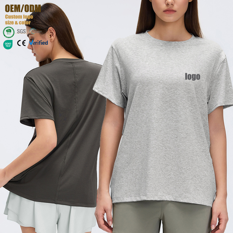 Breathable Simple Loose Sports Short-sleeved Women's Round Neck Casual Top Running Fitness Yoga Clothes T-shirt